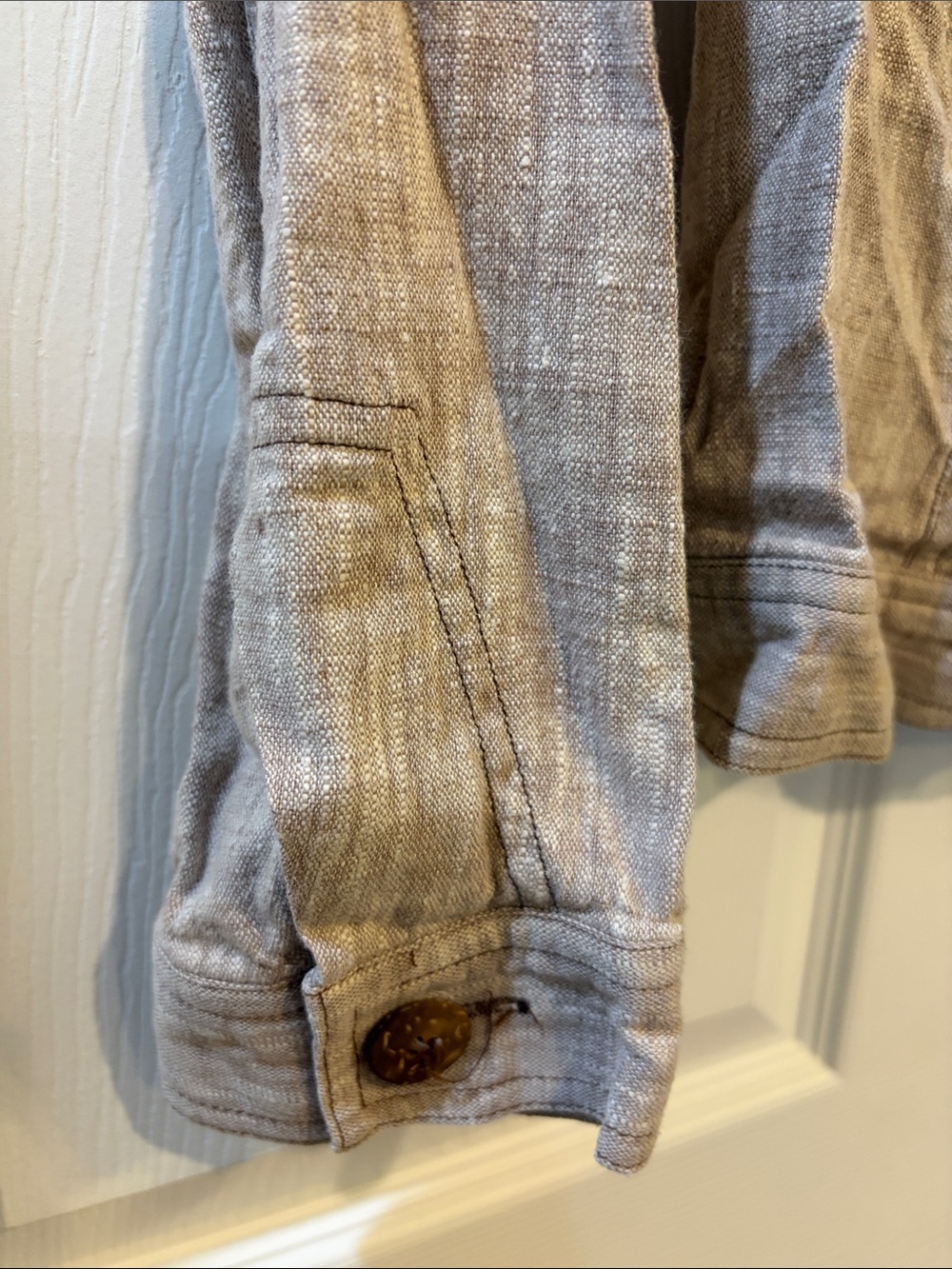 Chapter One Beige Button-Front Linen Jacket - Picture 3 of 7